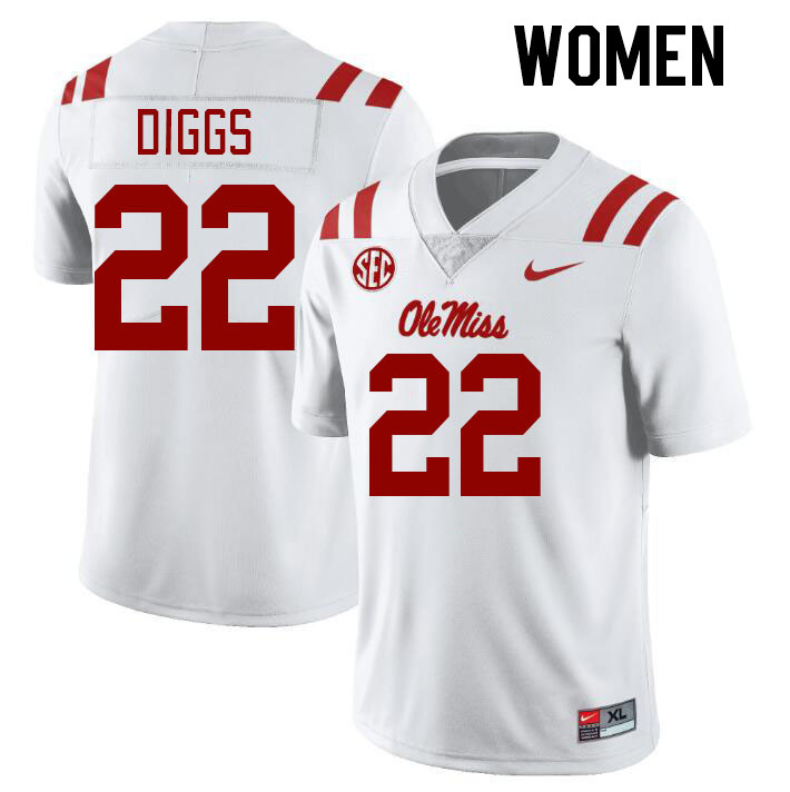 Women #22 Logan Diggs Ole Miss Rebels College Football Jerseys Stitched-White